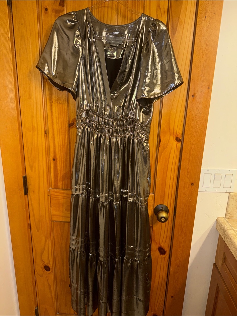 Anthropologie Metallic Somerset Maxi Dress